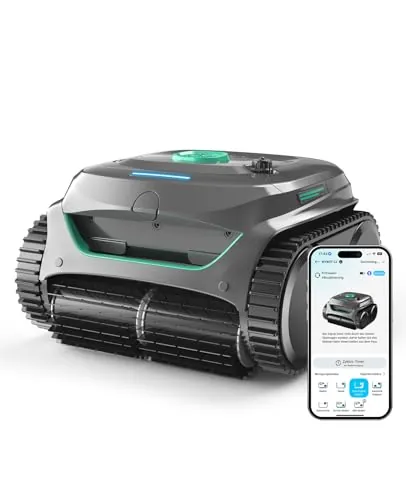 WYBOT C2 Limpiafondos Piscina, Robot Limpiafondos Piscina Inalámbrico 150㎡, Doble Filtración, 3 Motores, Succión Potente, Limpieza Paredes & Línea de Agua, 180 Min, App(Verde Grisáceo Verde)