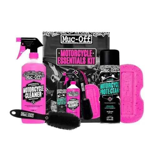 Muc-Off Kit de limpieza de Motos - Imprescindibles para Limpieza y Mantenimiento - Incluye Limpiador de Motos, Protector de Moto y Más