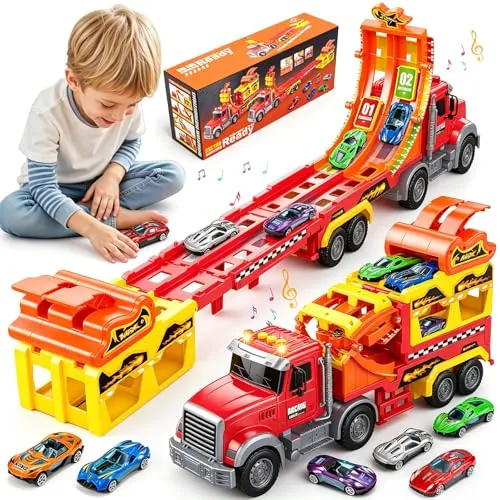 EUCOCO Juguetes Niños 2 3 4 5 6 Años, Camiones de Juguete para Niños Regalo Niño 2-6 Años Coches Cars Regalos de Cumpleaños Juegos Niños 2-6 Años