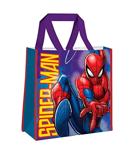 Spiderman Bolsa Shopping Bag 38x38x12cm de Bolsa de Tela Y de Playa, 40 cm, Multicolor