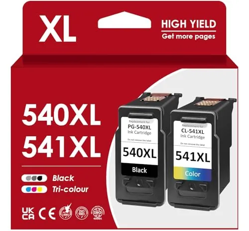 540 541 XL Cartuchos de Impresora, PG 540XL CL 541XL Negro Color Recambio para Cartuchos Originales Canon 540 541XL Multipack para Pixma MG3650S MG3650 MG3600 MG2250sTS5150 TS5100 TS5151 MG3150 MX395