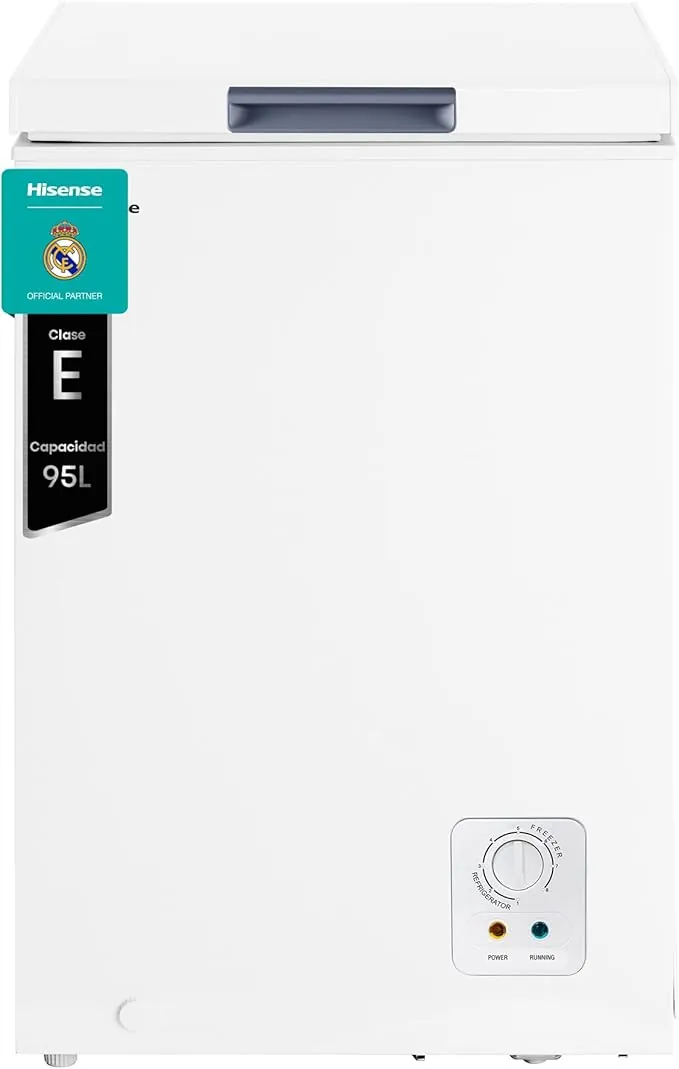 Hisense FT125D4AWE - Arcón Congelador Horizontal, Capacidad 95L, Alto 85 cm, Cesta con Asa, My Fesch Choice, Freezer Protect, Silencioso 40 dBA, Color Blanco