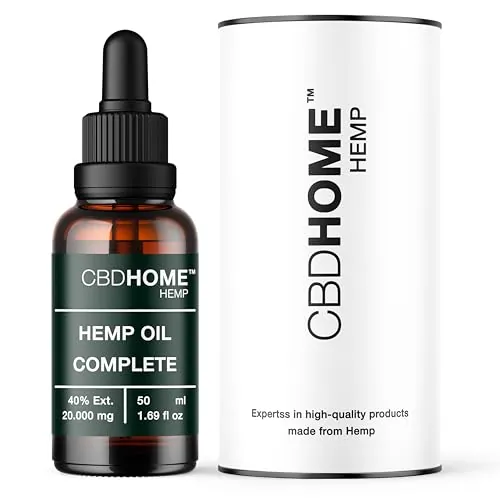 CBHOME Oils - Aceite de Semilla de Cáñamo Max 40% - 50 ml - Base de Coco y Semilla de Cáñamo Ecológico - Prensado en Frío - Sin Aditivos ni Disolventes - 100% Vegetal - Certificado Ecológico UE
