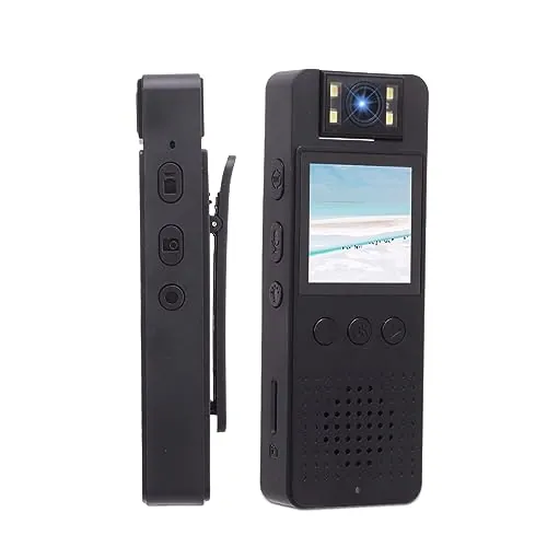 Mini Cámara de Cuerpo Grabadora de Video, Cámara Pequeña Desgastada WiFi Cámara de Cuerpo de Policía con Lente Giratoria de 180 ° y Clip, 1080P HD Cámara de Seguridad Portátil