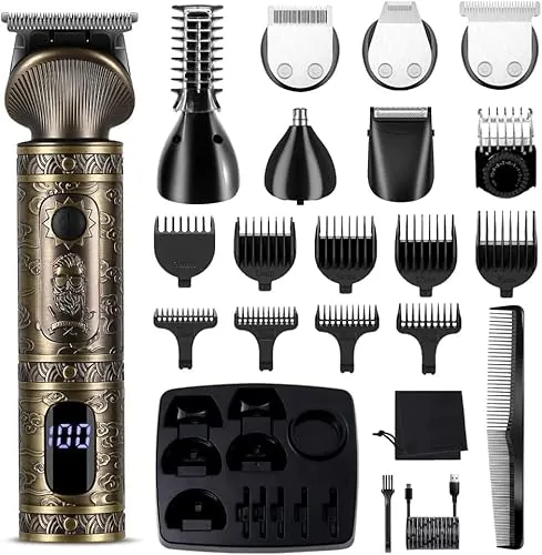 Surker Recortadora de Barba Afeitadora Electrica Hombre Cortapelos Hombre Maquina de Cortar Pelo Hombre Recortador para nariz orejas y cejas Corporal Cortadoras de Facial 7 en 1