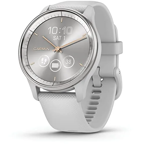Garmin Vivomove Trend, Elegante Smartwatch Híbrido de 40 mm con Sofisticado Aspecto Analógico, Bisel de Acero Inoxidable y Funciones Inteligentes, Plata Gris
