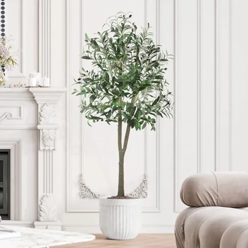 YOLEO Olivo Artificial 150cm Plantas Artificiales Interior Falsa Planta Verde Decoración para Interior Exterior Casa Dormitorio Salón Balcón Patio Jardín