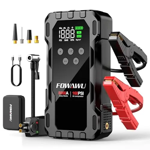 FOWAWU 8000A Arrancador de Baterias de Coche,Arrancador Coche con Compresor