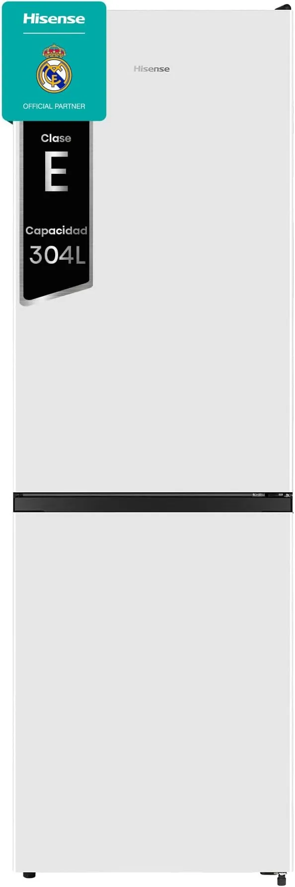 Hisense MC60300E - Frigorífico Combi, Eficiente Clase E, Capacidad 304 L con 186 cm Alto, Cajón Verduras, 4 Estrellas Congelador, Puerta Reversible, Silencioso 39dB, Color Blanco