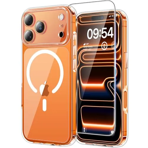 TAURI Funda para iPhone 17 Pro 6.3", Compatible with MagSafe [No Amarillea] con HD Protectores de Pantalla, [Protección de Grado 15 FT] Mejorada Protección Anti-Arañazos Case - Transparente