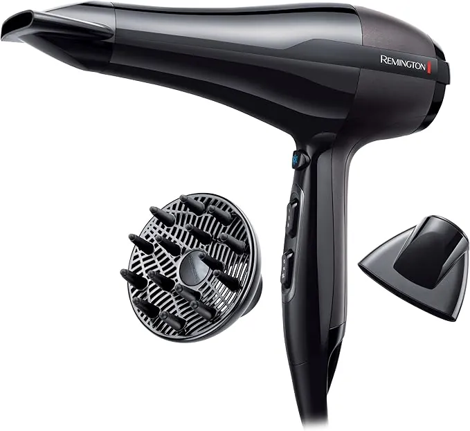 Remington Secador de pelo profesional Ion Pro-Air (2300 W, 130 km/h, motor de CA potente y duradero con ajuste de frío real, 3 ajustes de calentamiento y 2 ajustes de soplador, dos boquillas de estilo+difusor), AC5999