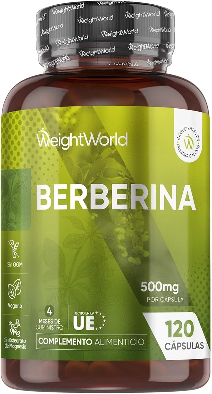 Berberina 500mg - 120 Cápsulas, 85% de Berberina Rica en Alcaloides - Para 4 Meses de Suministro - Suplemento de Berberine Apto para Veganos, Sin Alérgenos, Sin Gluten y Sin OGM