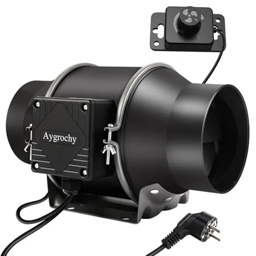 Aygrochy 150mm Ventilador de extracción ajustable 688 m³/h, Ventilador Extractor de Aire con controlador de velocidad variable de Para Baño, Booster, Tienda de cultivo, Garage, Cucina.