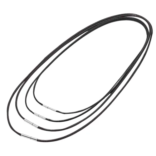 Yeenano Cordón De Cuero para Colgante,4 pcs Collar Cuero Hombre,Collar Cueros Mujer,Colgante Cuerda,Negro Collar De Cuero Sintético,Colla Tessuti,Collar Fino Negro,Leather Necklace para Colgantes