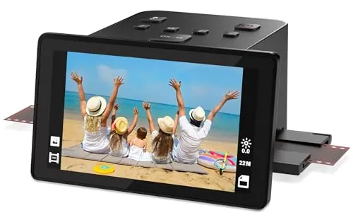Escáner digital de película y diapositivas con gran pantalla LCD de 5 pulgadas, escáner de diapositivas para digitalizar escáner negativo, convierte 135, 126 KPK, 110 negativos y película Super 8 a 22