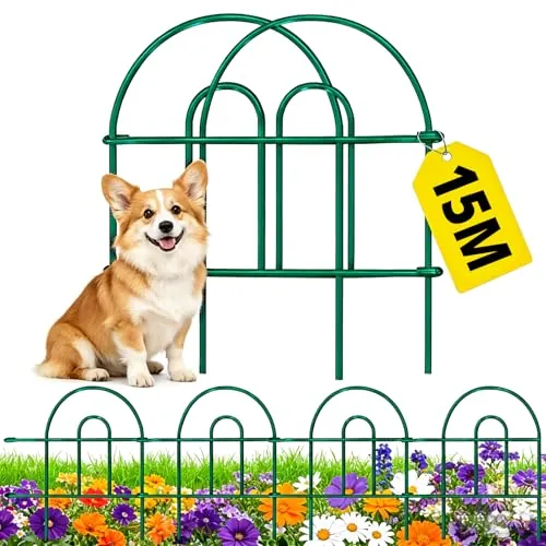 Amagabeli Garden Home 46 x 1505 cm, 35 piezas, valla decorativa de metal para jardín, diseño de paisaje y barrera, barrera de jardín, verde, paneles exteriores FC01 DA1492