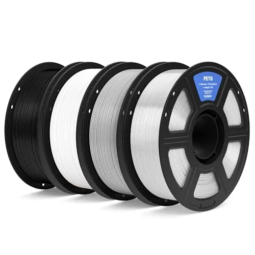 ELEGOO Filamento PETG 1.75 4KG Negro Blanco Traslúcido Gris, Filamento PETG para Impresora 3D, Precisión Dimensional +/- 0.02mm, Carrete Filamento 3D, para Mayoría Impresoras 3D