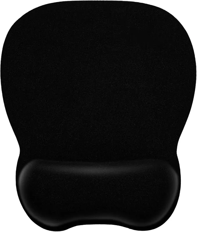 EooCoo Alfombrilla Ratón Ergonómico con Reposamuñecas, Gaming Mousepad con Tejido de Licra, Duradero Mouse Pad, Base no Deslizante, Alfombrilla de Ratón para PC, Portátil, Oficina y Hogar, Desk, Negro