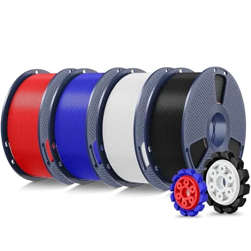 SUNLU 4KG PLA+2.0 Filamento Paquete, Negro+Blanco+Rojo+Azul Klein