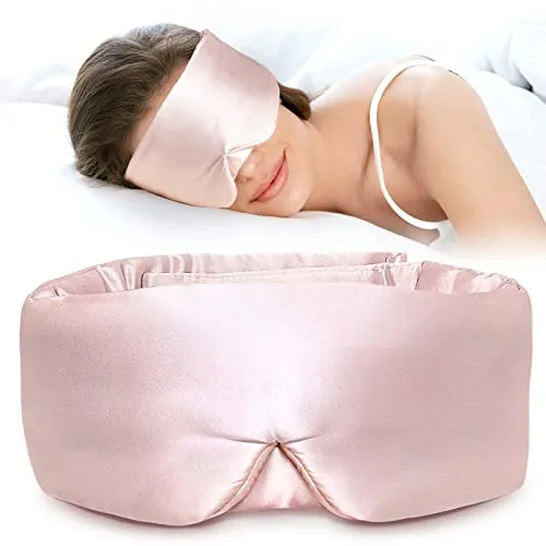 LitBear Antifaz para dormir de seda, antifaz para dormir para mujeres y hombres, 100% seda de morera pura, 22 mommes, cara abrazando la cara acolchada de seda protección ocular para dormir con cinta