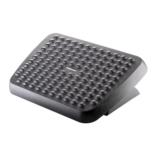 Reposapiés Ergonómico Fellowes para Oficina, Ajustable en Altura, con Superficie de Masaje Antideslizante, Alivia Tensión y Mejora la Circulación, Certificado FIRA, Color Negro