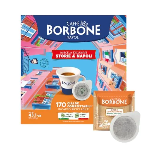 Caffè Borbone Cápsulas Compostables, Mezcla de Café Exclusiva - 170 Cápsulas - Compatibles con el Sistema ESE Cápsulas de Papel de 44 mm
