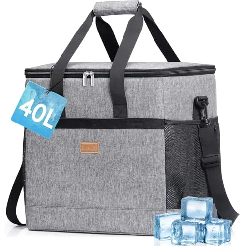 Lifewit Nevera Portatil 40L, Bolso Neveras Isotermica para Hombre, Grande Bolsas Termica porta Alimentos, Cooler Bag Tela Plegable para Playa, Camping, Viaje, Trabajo, Picnic, Gris