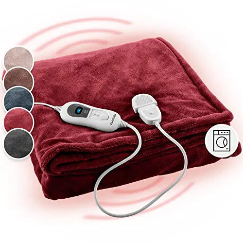 Klarstein Manta Electrica Grande XL, 180x130 cm, 120 W, Lavable 3 Niveles de Temperatura Ajustable, 3H Temporizador Sistema Apagado Automático, Manta Eléctrica para Sofá y Cama, Electric Blanket