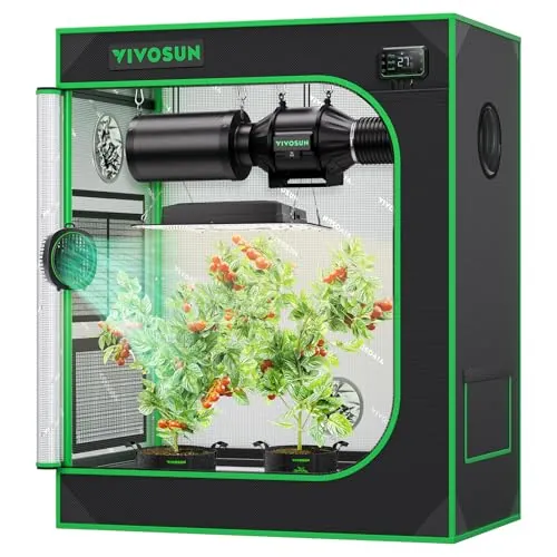 VIVOSUN Armario de Cultivo Interior 75x45x90cm, Indoor Hydroponic Zelt Opaco con Ventana Reflectante Mylar Bandeja Base Estructura Estable Cultivo Interior Invernadero Plantas