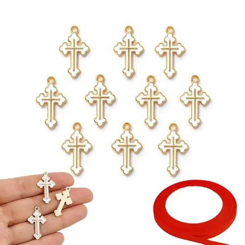 EUYKQNOI 10 Piezas Cruz Blanca - Regalo Bautizo Comunión Confirmación,Unisex para Hombre Mujer, Detalle de Fe y Protección, Para Boda y Regalo de Cumpleaños