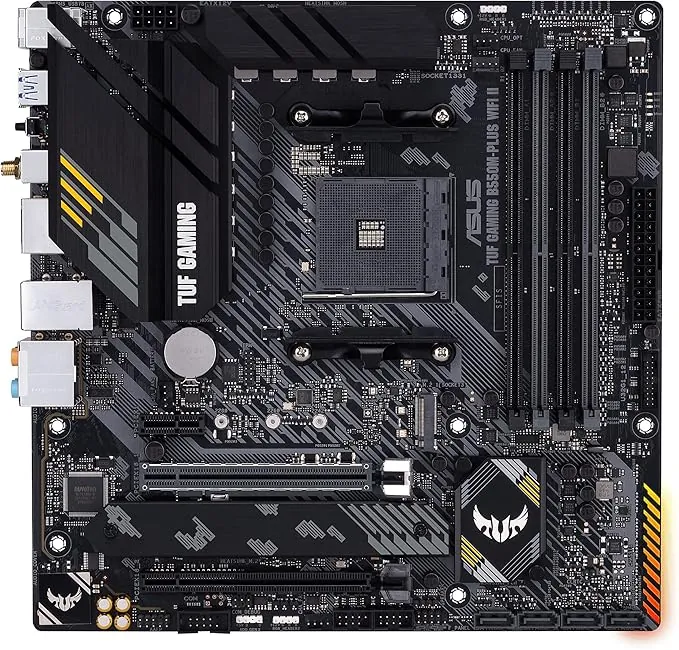 ASUS TUF Gaming B550M-PLUS WiFi II - Placa Base de Gaming Micro-ATX AMD (PCIe 4.0, 2X M.2, VRM de 10 etapas, Wi-Fi 6, 2.5 GB Ethernet, HDMI, DP, USB 3.2 Gen. 2 de Tipo A y C, Aura Sync RGB), B550 II