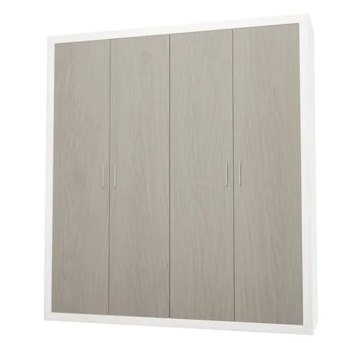 Somnia Descanso - Armario 4 Puertas Batientes con Altillo Modelo Mandi para Dormitorios de Matrimonio o Individuales, Color Pino - Gris, Medidas: 196 cm (Ancho) x 208 cm (Alto) x 50 cm (Fondo)