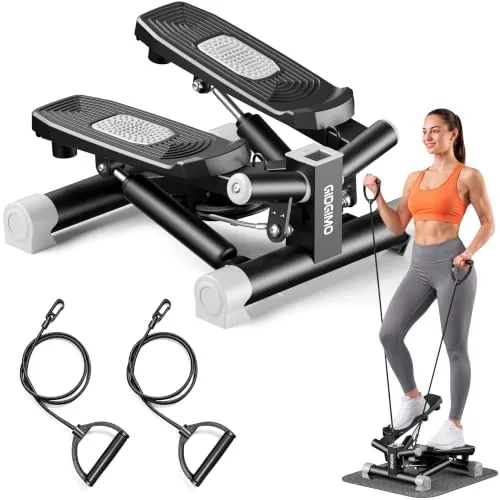 GIDGIMO Twist Stepper con Bandas de Resistencia, Mini Stepper Hidráulico para Casa, Entrenamiento de Cuerpo Completo para Piernas, Glúteos, Abdomen y Brazos, Máquina de Fitness Compacta y Silenciosa
