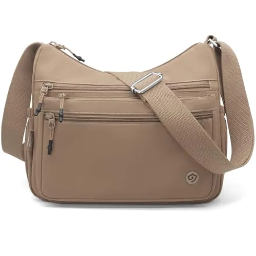 Bolso Bandolera Mujer Nylon Bolso Mujer Bandolera Mediano Bolso Cruzado Impermeable Bolsos de Hombro Crossbody Bag con Correa Ancha Ajustable Bolso Mujer (marrón)