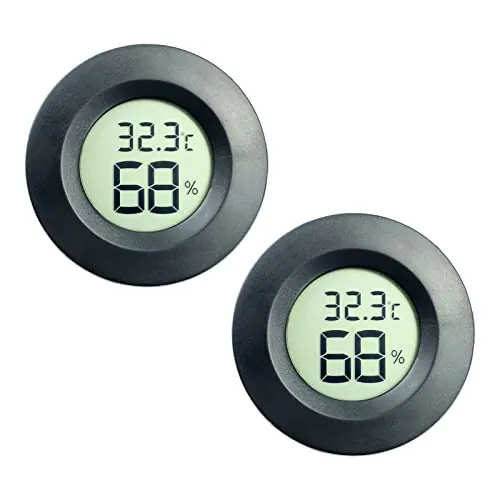 ZHITING Mini higrómetro Termómetro Monitor，LCD digital Medidor de humedad interior y exterior para humidificadores Deshumidificadores Invernadero Sótano Cuarto de bebé Fahrenheit (2PCS Black)