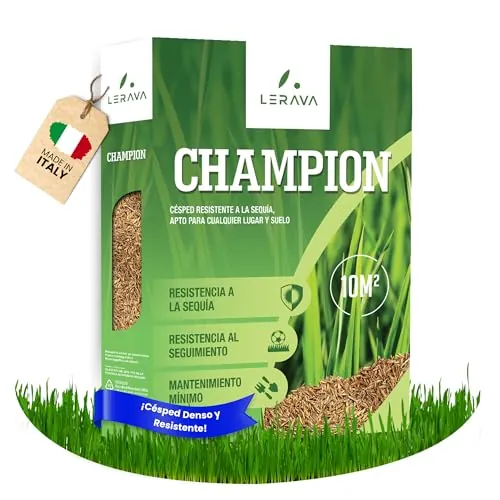 LERAVA CHAMPION semillas césped (10 m²) - césped resistente a la sequía - mezcla con festuca arundinacea - bajo consumo de agua y crecimiento rápido - ideal para jardín natural y repoblación