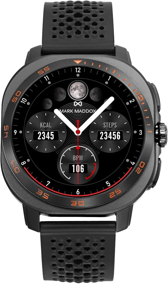 Mark Maddox Smart HS2008-50 – Smartwatch Unisex Negro, Correa de Goma Transpirable con Hebilla, GPS en App, Llamadas Desde el Reloj, Control de Estrés y Ritmo Cardíaco, Colección Smart Now