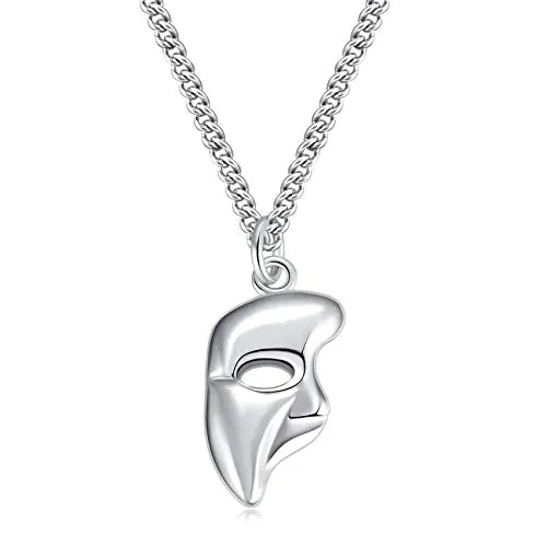 Ukodnus Collar con colgante de máscara del fantasma de la ópera, llavero Broadway, mercancía, teatro, joyería, regalos para mujeres, adolescentes y niñas, plata, 3/4"