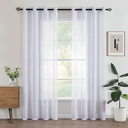 Woaboy Cortinas Visillo Anillas Salon Dormitorio 2Pz 140x225cm Poliéster