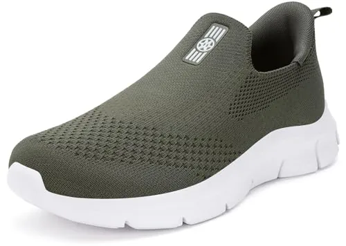 Zapatillas Casual para Hombre Mujer Slip-ins Zapatos de Caminar Deportivas Correr Tenis Sneaker Cómodas Manos Libres Sin Cordones Verde 41EU