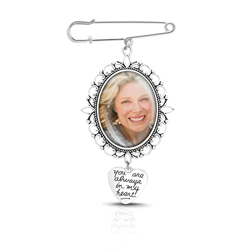 Broche Abalorio Ramo de Novia Plata Foto Glamour DIY Pin Maker Kit Marco de Encaje Único Boda Oval Glass Cabochon Marco de Fotos Con Colgante Para Ducha Novias