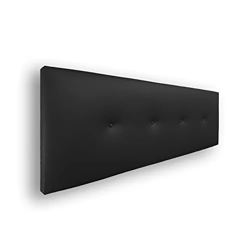 Silcar Home - Cabecero de Cama 135 Negro Silvi - Tapizado, Estructura Madera, Hilera Botones Estilo Moderno - Fácil Instalación, Acolchado Confort - 135 cm, Polipiel Negro