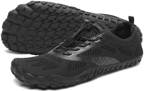 SAGUARO Hombre Mujer Barefoot Zapatillas de Trail Running Minimalistas Zapatillas de Deporte Fitness Zapatos Descalzos para Correr en Montaña Escarpines de Agua, Negro Carbón, 40 EU