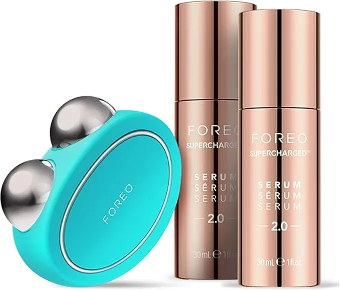 FOREO Set Reafirmante BEAR - Dispositivo de microcorrientes facial BEAR + 2x sérum conductor 30 ml con acido hialuronico- Masajeador facial reafirmante - Skin care set - Mint