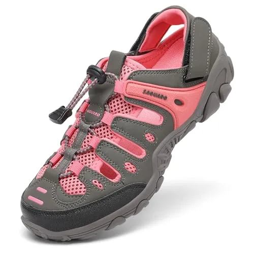 SAGUARO Sandalias Trekking Mujer Ligeras Transpirables, Rosa 38