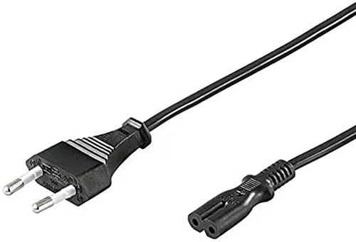 PremiumCord Cable de Alimentación de 230V 2m, para PC/Monitor/TV/UPS, Cable de Alimentación con Enchufe Europeo a Toma Doble Europea C7 de 2 Pines, IEC 320, Recto, Negro