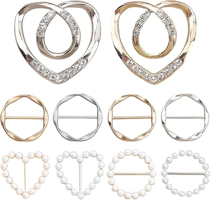 10 Piezas Clips de Bufanda, Broches de Aleación para Bufanda Clips Ajustables para la Cintura Clips de Corbata de Camiseta Circulares Hebilla de Cinturón para Mujer para Ropa Suelta