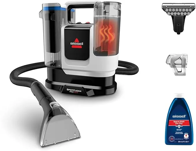 BISSELL SpotClean ProHeat Advanced, Aspiradora de agua tapiceria, limpia tapicerias multisuperficie compacta, Potente 1125W, Sistema triple limpieza profunda para manchas difíciles, Con cable, 3924N