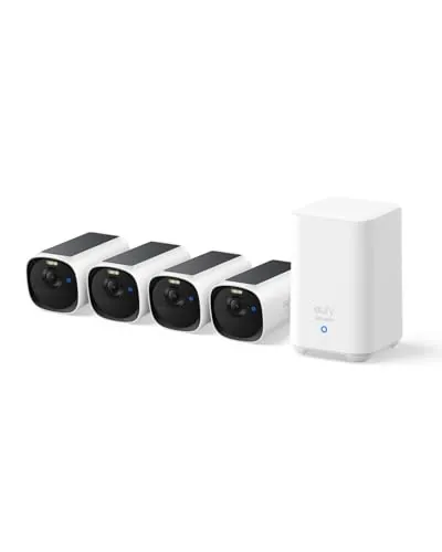 eufy Security eufyCam E40 Camara vigilancia WiFi Exterior Solar, resolución 2K con Panel Solar Incorporado, visión Nocturna MaxColor, Sin Costo Mensual, Almacenamiento Local, Equipado con homebase2
