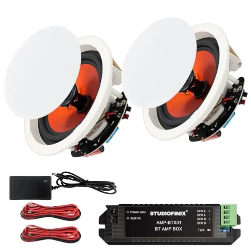 STUDIOFINIX Altavoces de techo Bluetooth de 6.5 pulgadas, 300 vatios, sistema de altavoces empotrados para el hogar, adecuado para interiores, cocina, cine en casa, dormitorio, oficina, patio cubierto